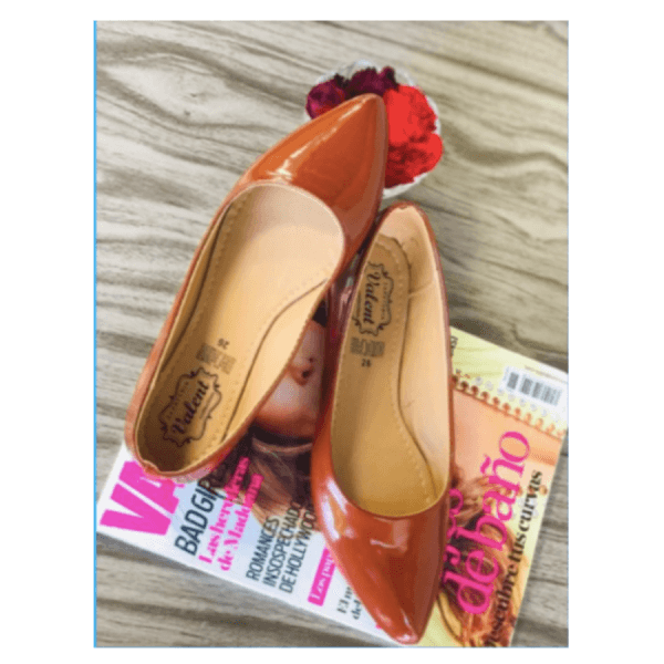 Balerina Style Shoes for Women, Made of Brown Patent Leather